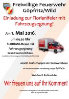 Ankündigung Florianifeier mit Fahrzeugsegnung